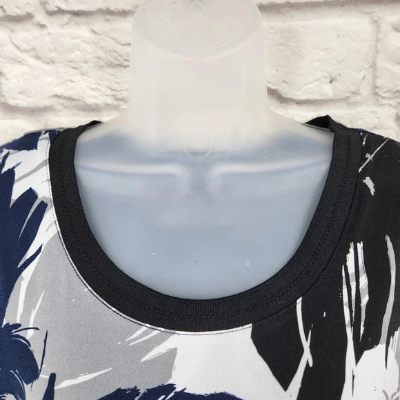 G.I.L.I. Palm Leaf Pattern Side Slit Short Sleeve Maxi Dress Size Small Casual - Picture 7 of 15